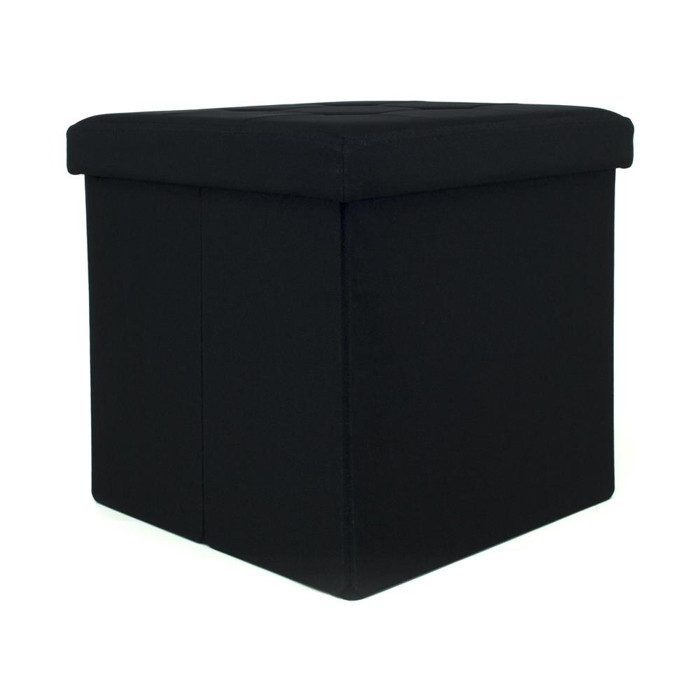 Pouf Contenitore Imbottito Pieghevole Modello Liner Colore Nero   - Foto 3