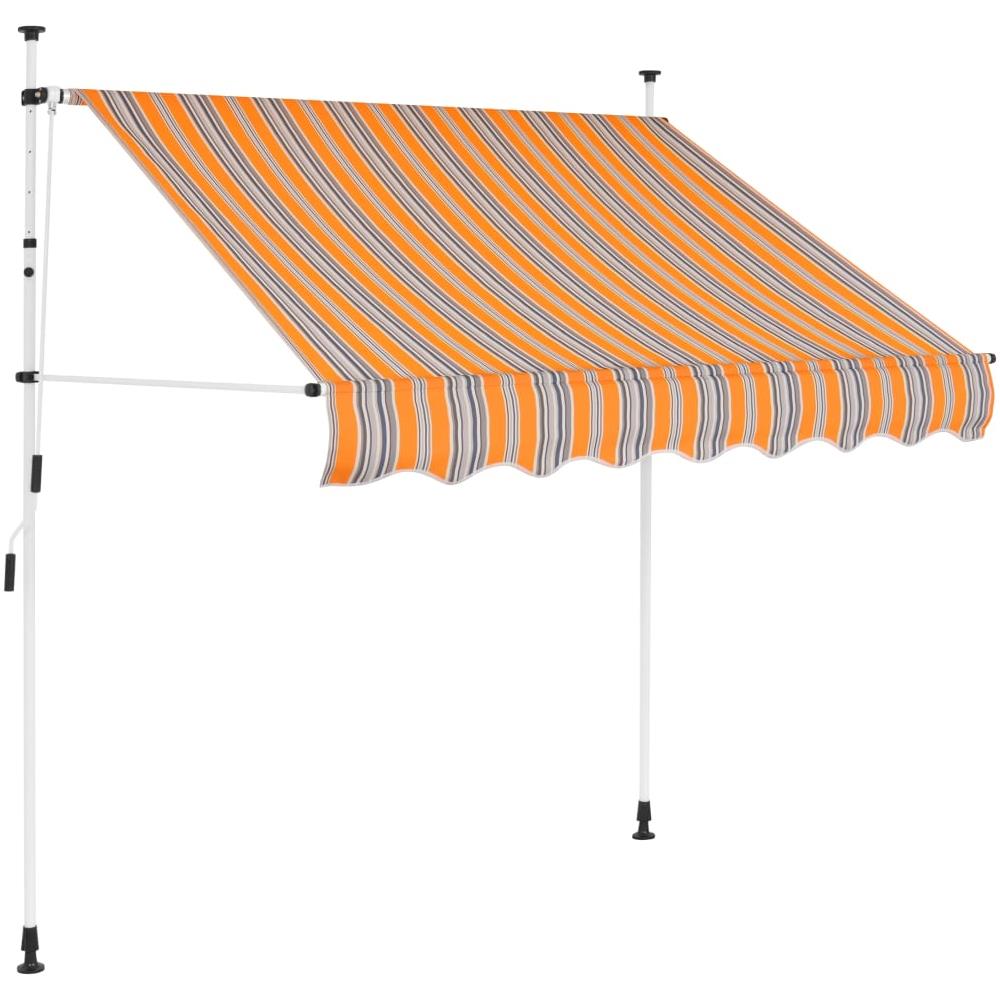 Tenda Da Sole Retrattile Manuale 100 Cm A Strisce Blu E Gialle - Foto 1