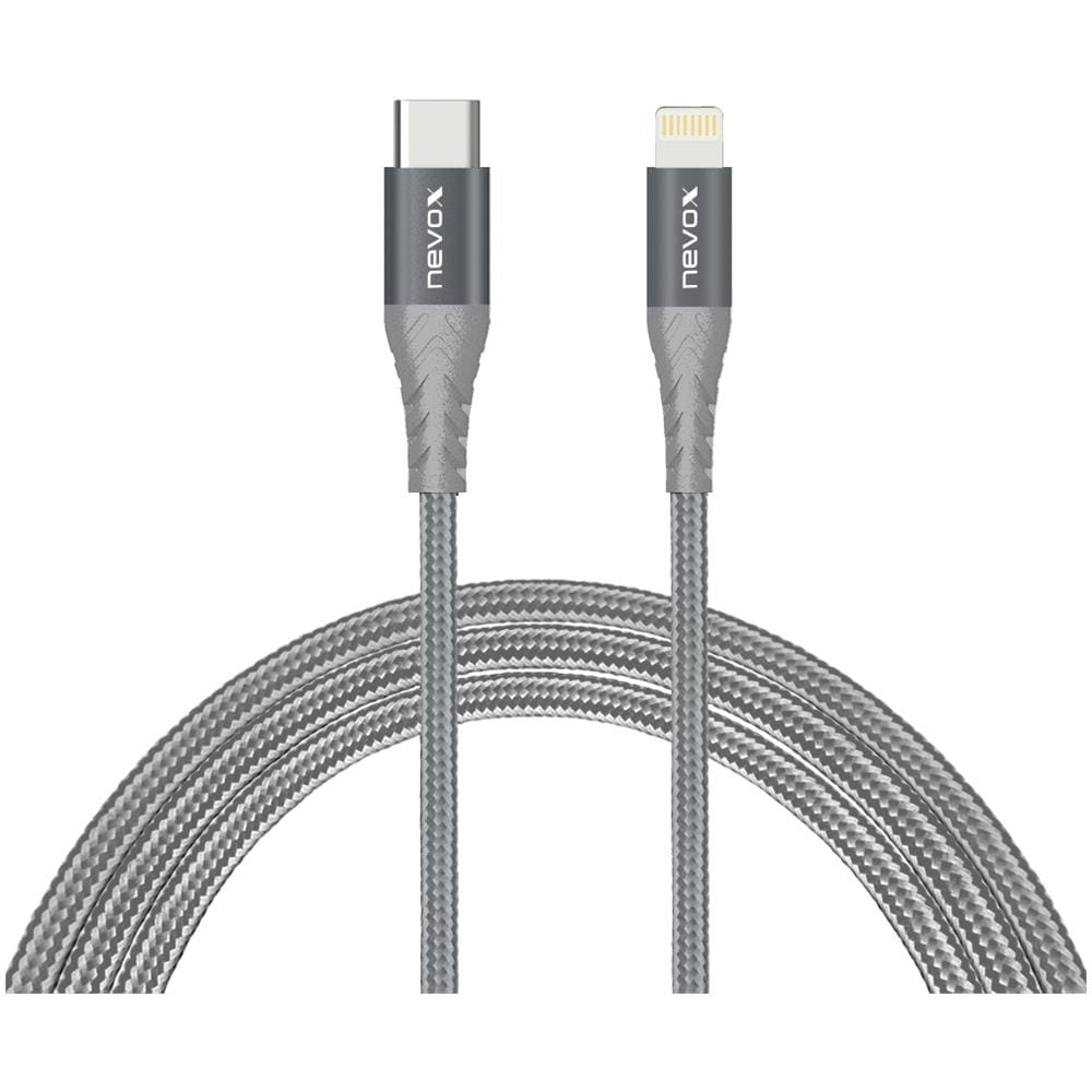1m - Lightning Zu Type C Usb Datenkabel Mfi Nylon Geflochten - Silbergrau (1885)  - Foto 1