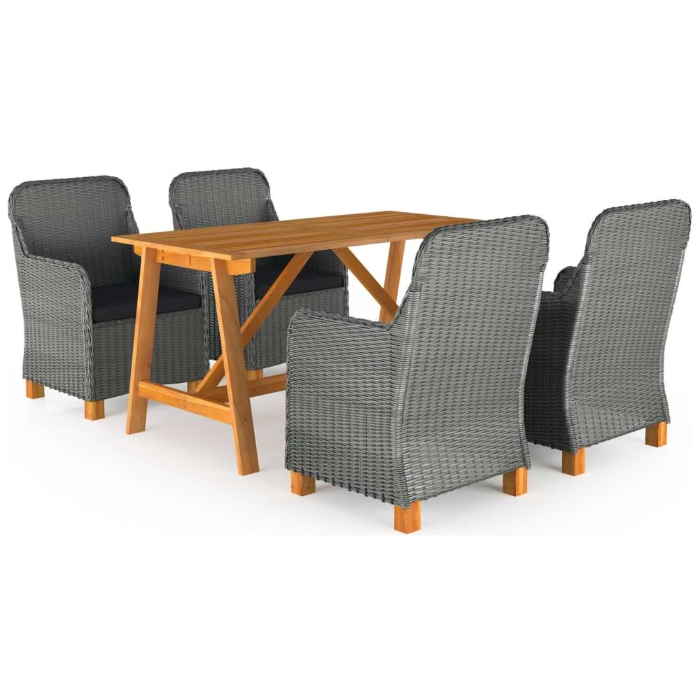 Set Mobili da Pranzo per Giardino 5 pz Grigio Chiaro - Foto 1