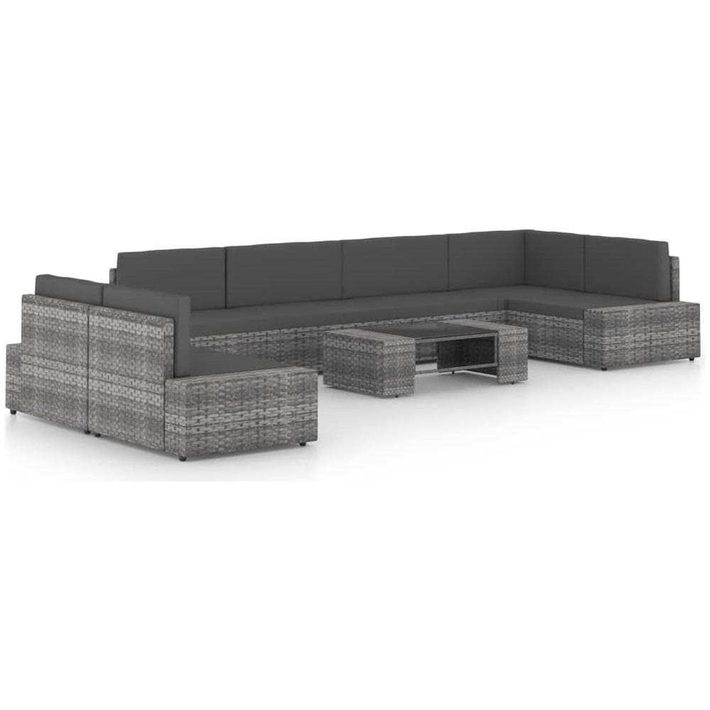 Set Divani da Giardino 8 pz con Cuscini in Polyrattan Grigio - Foto 1