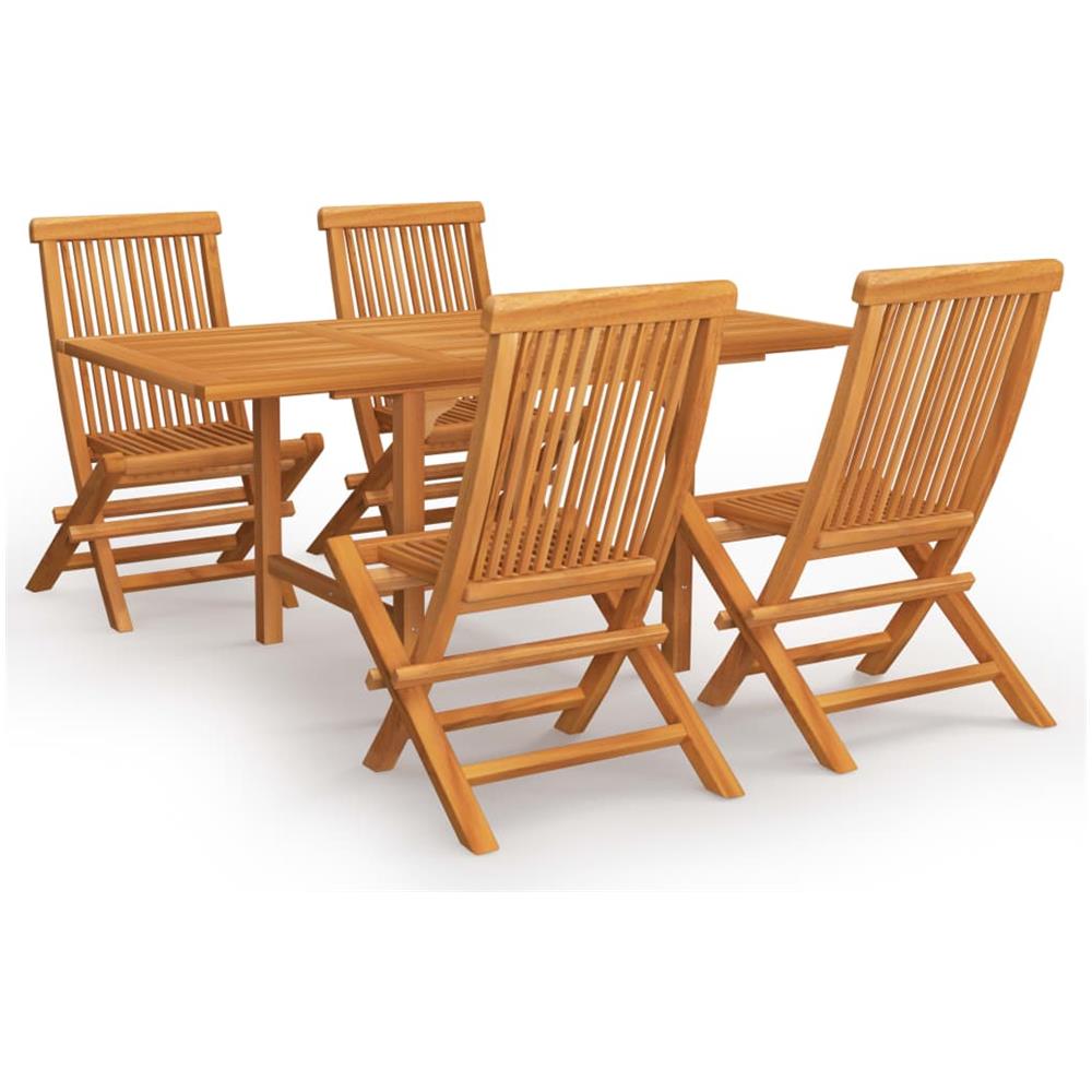 Set da Pranzo da Giardino 5 pz in Legno Massello di Teak - Foto 1