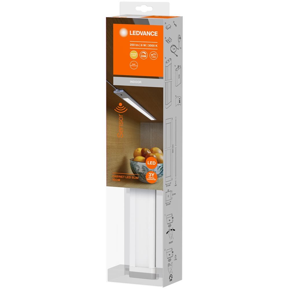 Ledvance Apparecchio A Bassa Tensione Con Alimentatore Esterno, Per Armadi E Sottopensili Led Slim / 6 W, 220…240 V, Ampiezza Fascio Luminoso: 110°, Bianco Caldo, 3000 K, Materiale: Polycarbonat (pc) / acrylnitril, Ip20 - Foto 4