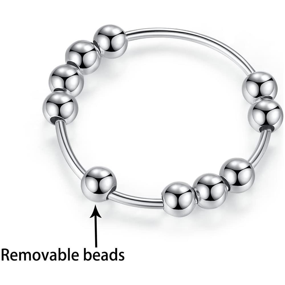 Anello Antistress Con 10 Sfere Girevoli Rame Argento 20,5 Mm  20.5 Mm - Foto 2