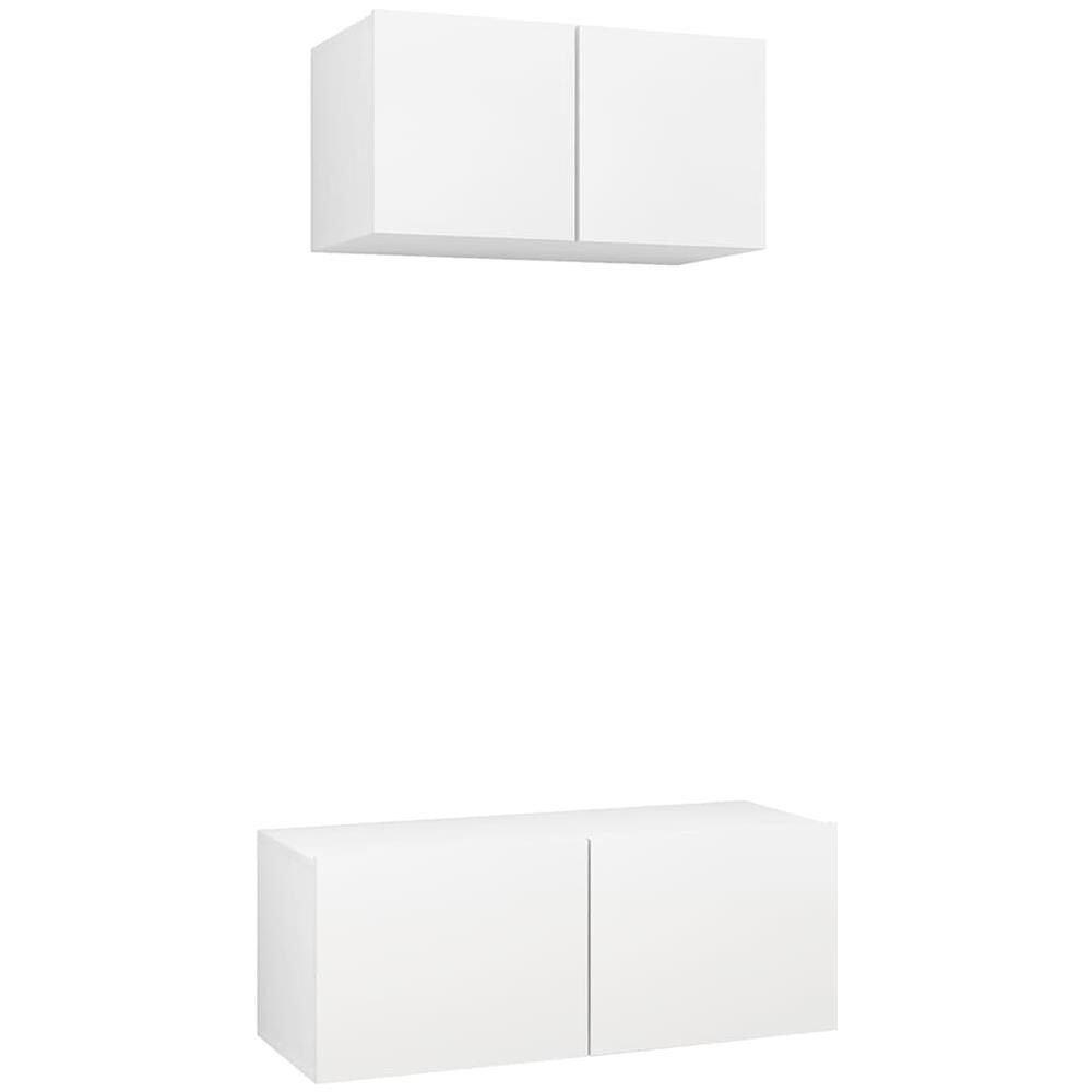 Set Mobili Porta TV 2 pz Bianco in Legno Multistrato - Foto 1
