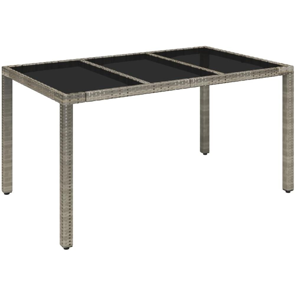 Tavolo Da Giardino Piano In Vetro Grigio 150x90x75cm Polyrattan - Foto 2