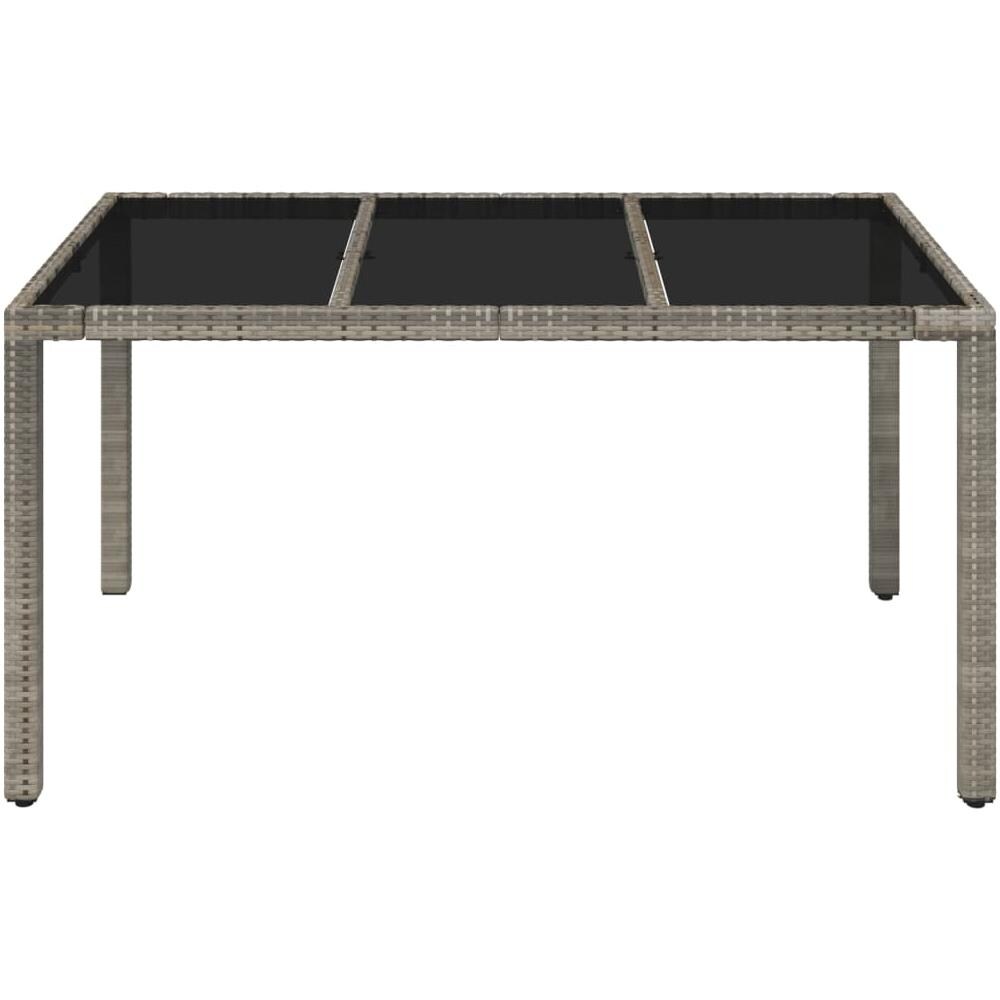 Tavolo Da Giardino Piano In Vetro Grigio 150x90x75cm Polyrattan - Foto 3