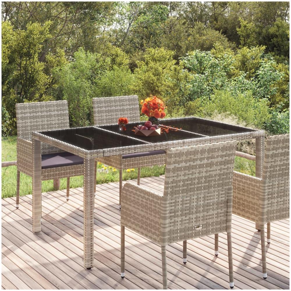 Tavolo Da Giardino Piano In Vetro Grigio 150x90x75cm Polyrattan - Foto 1