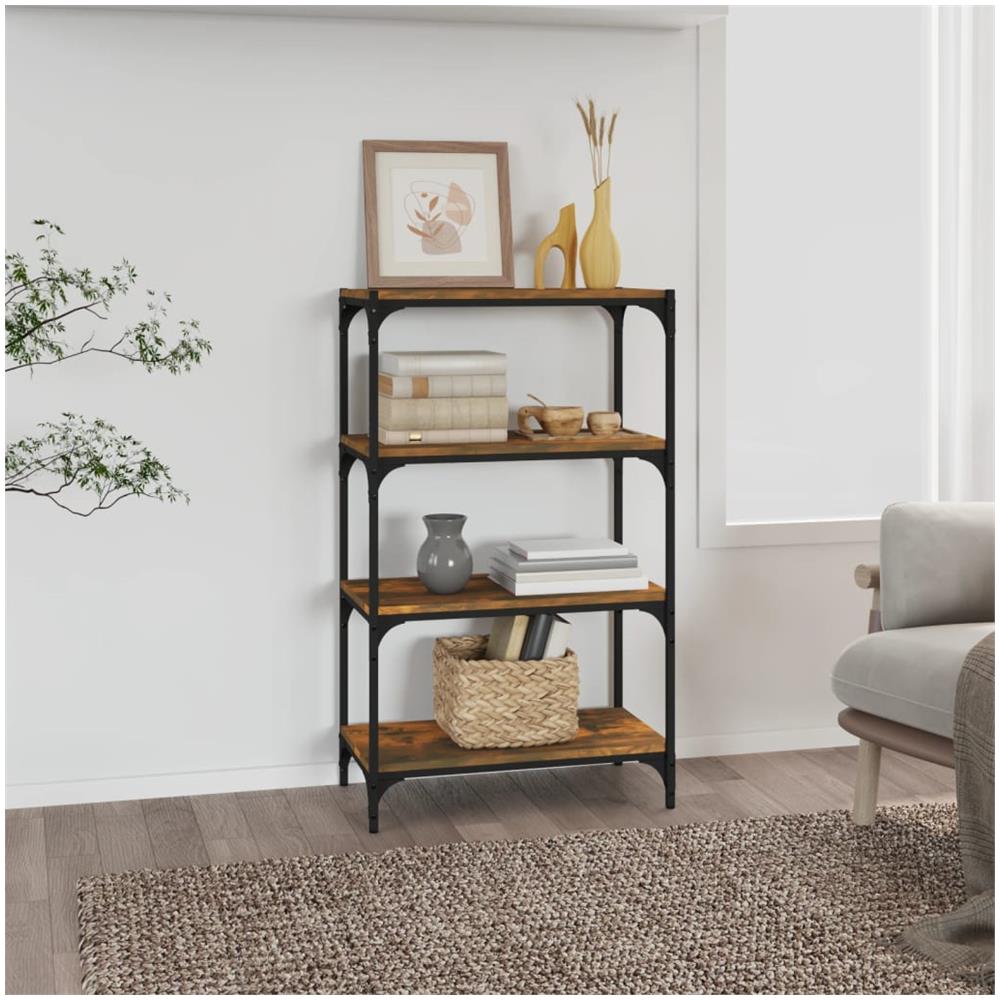 Libreria Rovere Fumo 60x33x100 Cm Legno Multistrato E Acciaio - Foto 1