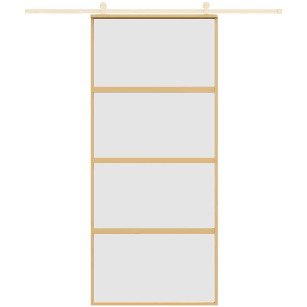 Porta Scorrevole Dorata 90x205 Vetro Smerigliato Esg Alluminio - Foto 3