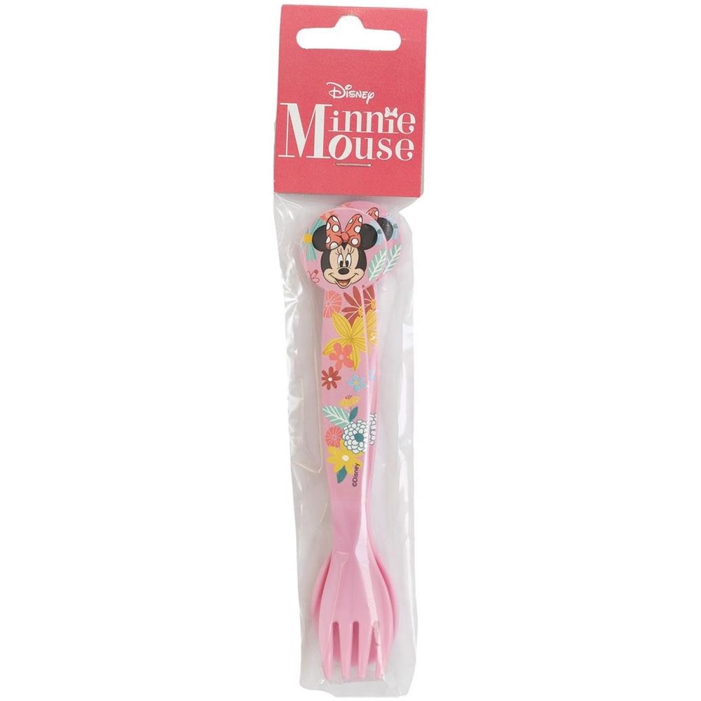 Disney Set 2 Posate Rosa Per Bambine In Plastica Minnie Mouse Forchetta E Cucchiaio - Foto 3