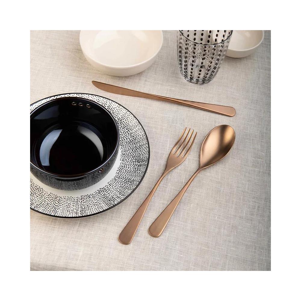 Audrey Velvet Copper Posate con manico in acciaio con finitura satinata bronzo Confezione - Set da 24 Pezzi - 6 Posti Tavola - Confezione Regalo Made in Italy - Foto 2
