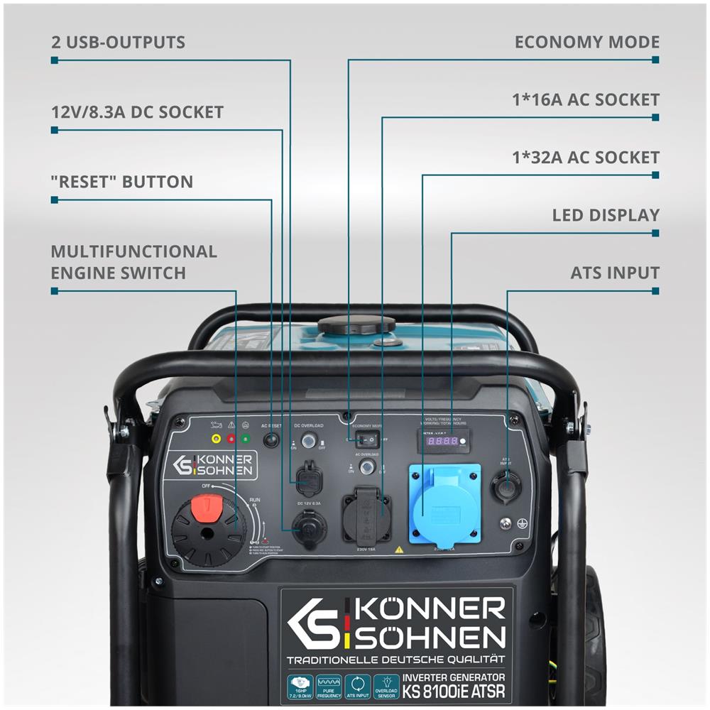 Generatore di inverter KS 8100iE ATSR Tensione, V 230 Potenza massima, kW 8.5 - Foto 1