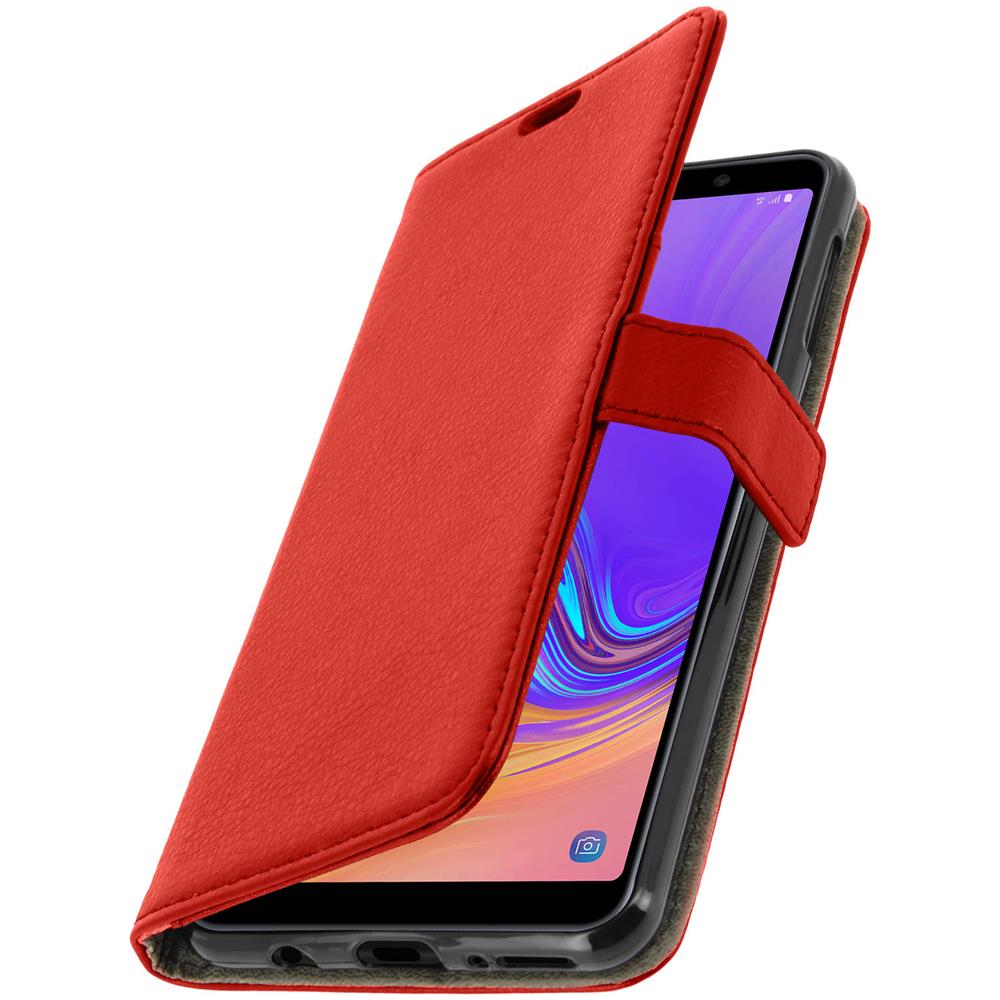 Custodia Samsung Galaxy A7 2018 Flip Cover Silicone Supporto Video Rosso - Foto 2