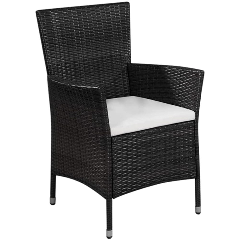 Sedia da Esterno con Sgabello e Cuscini in Polyrattan Nero - Foto 2