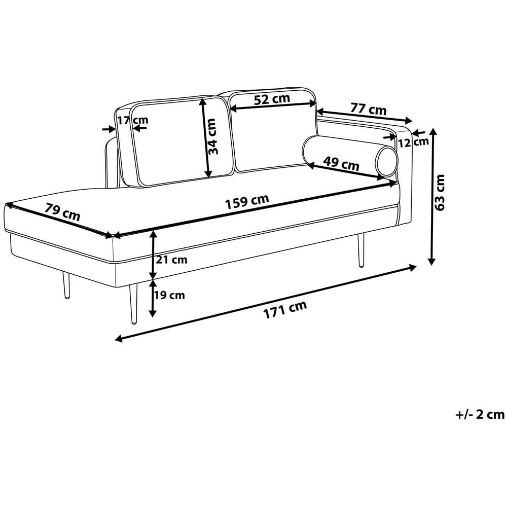 Chaise Longue In Velluto Blu Marino Destra Miramas - Foto 2
