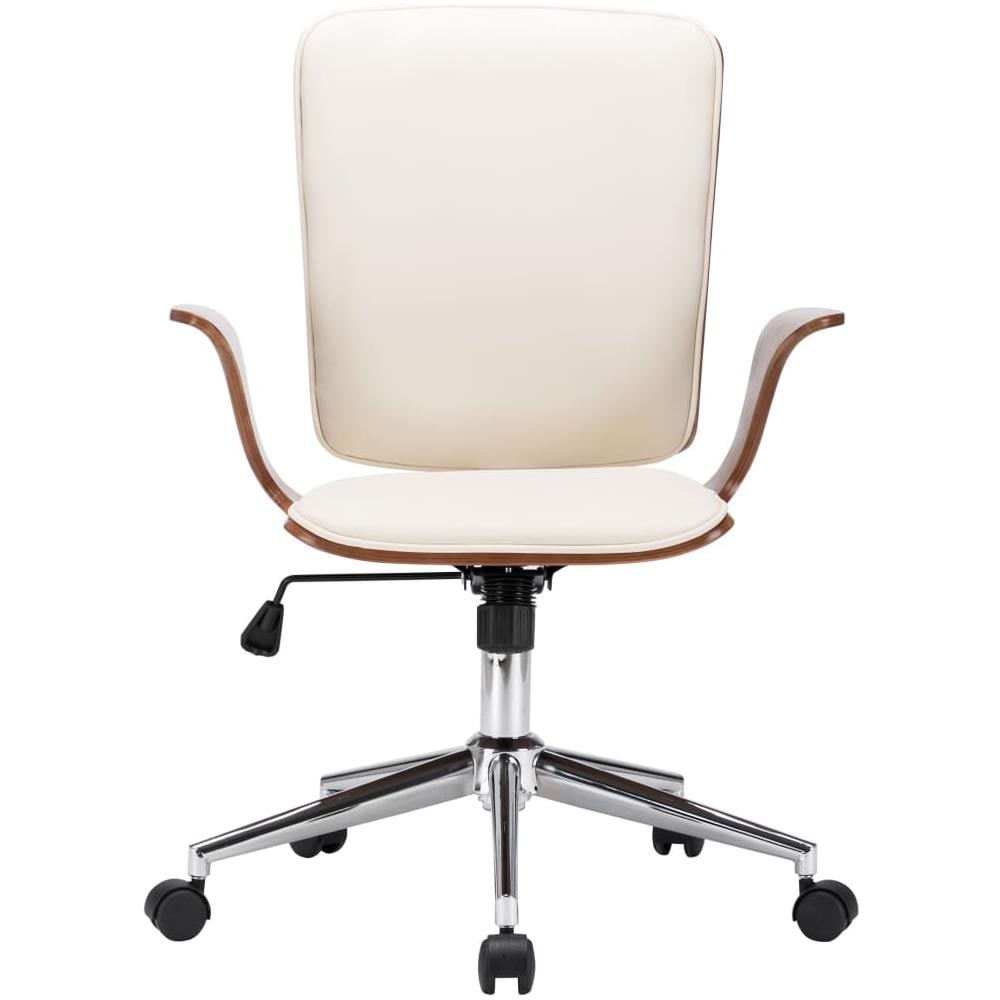 Sedia Da Ufficio Girevole In Similpelle E Legno Curvato - Foto 2