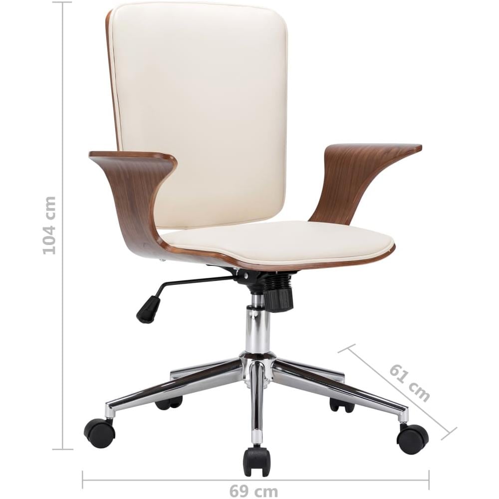 Sedia Da Ufficio Girevole In Similpelle E Legno Curvato - Foto 7