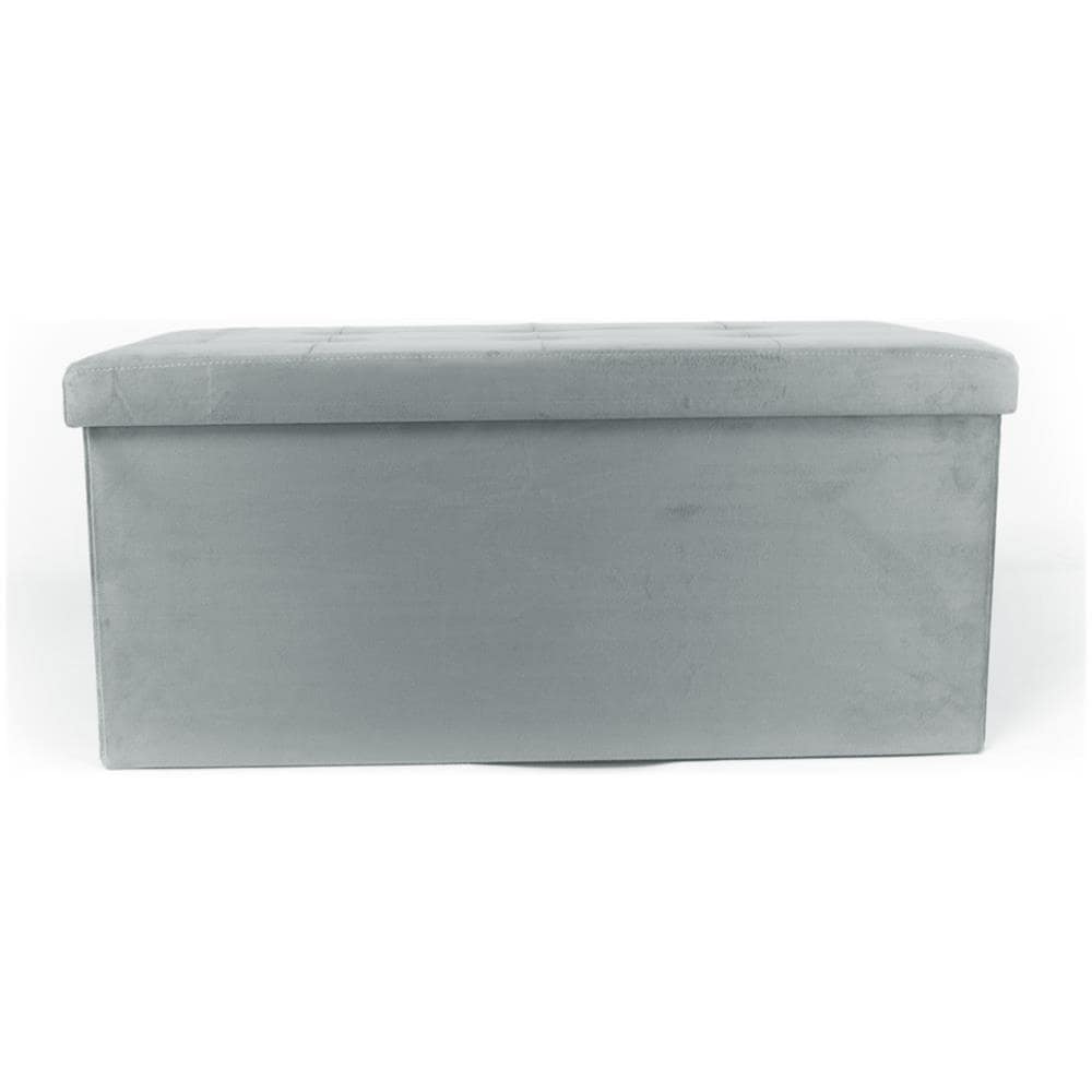 Pouf Contenitore Imbottito Pieghevole Modello Double Velvet Colore Grigio   - Foto 1