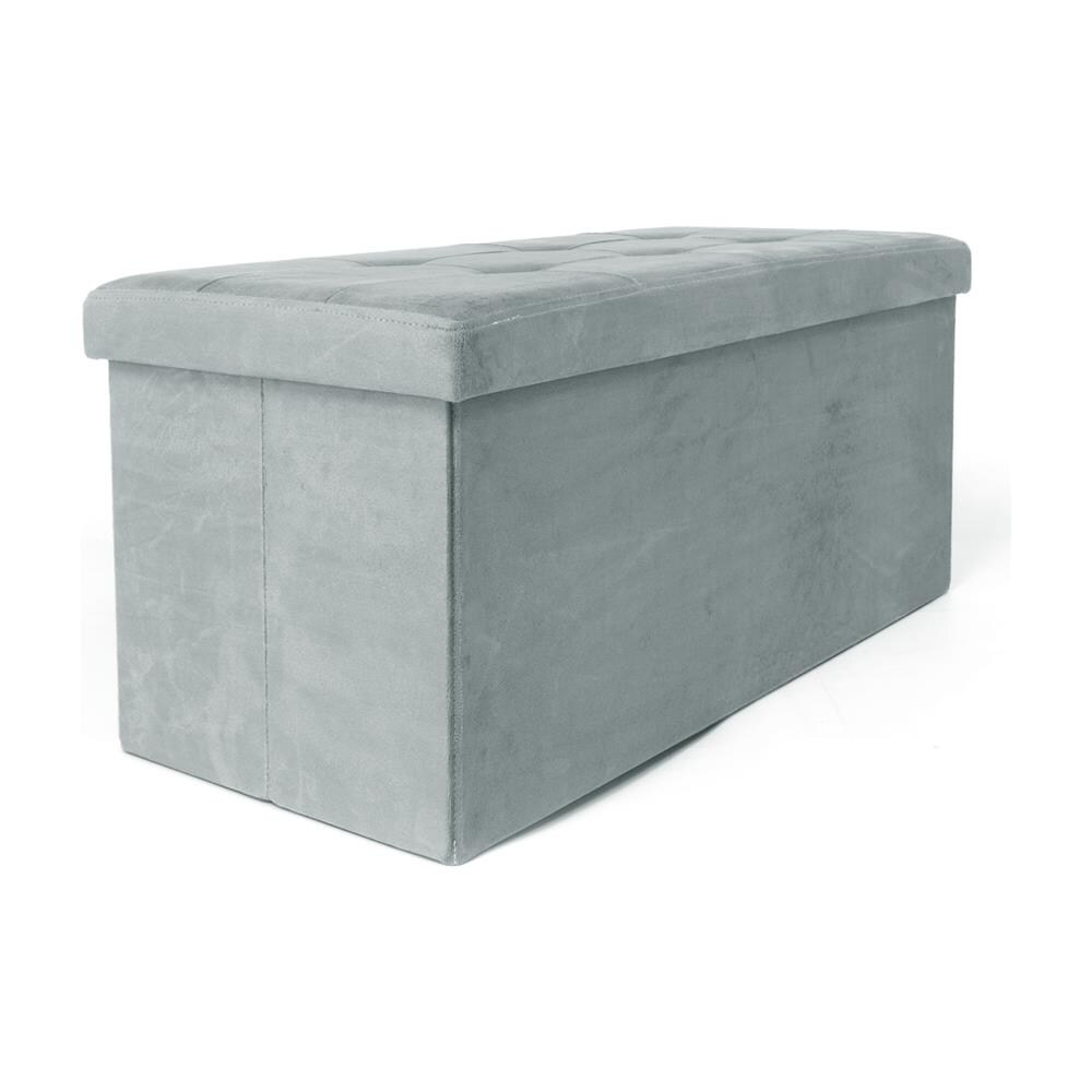 Pouf Contenitore Imbottito Pieghevole Modello Double Velvet Colore Grigio   - Foto 4