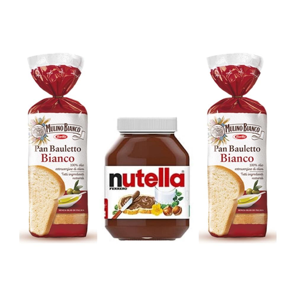 Kit Da 2 Confezioni Di Mulino Bianco Pan Bauletto Bianco Da 400 Grammi Ognuno E Barattolo Nutella Da 950 Grammi - Foto 1