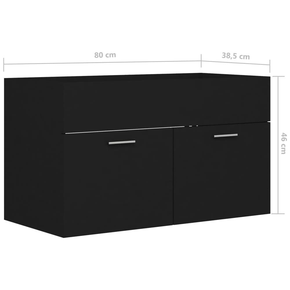 Mobile Sottolavabo Nero 80x38,5x46 cm in Legno Multistrato - Foto 8