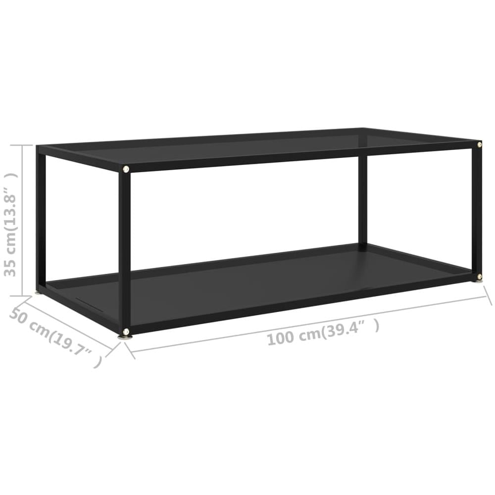 Tavolino Da T Nero 100x50x35 Cm In Vetro Temperato - Foto 5
