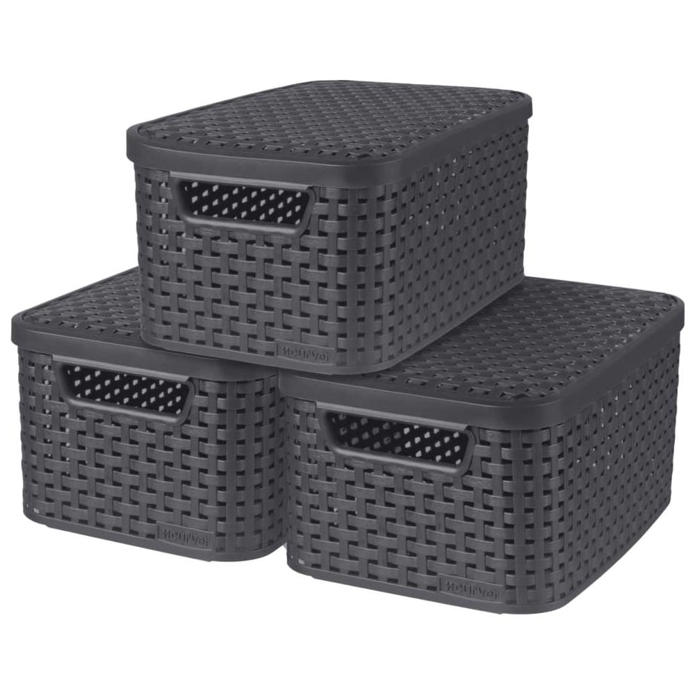Curver Scatole con Coperchio Style 3 pz Misura S 6L Antracite - Foto 1