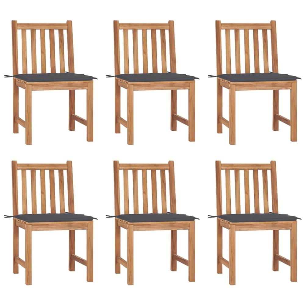 Sedie da Giardino 6 pz con Cuscini in Legno Massello di Teak - Foto 1