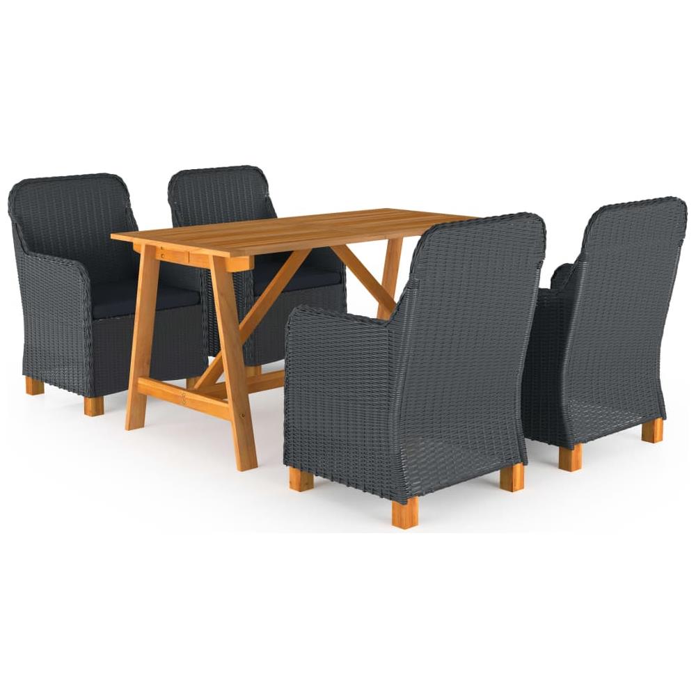 Set Mobili da Pranzo per Giardino 5 pz Grigio Scuro - Foto 1