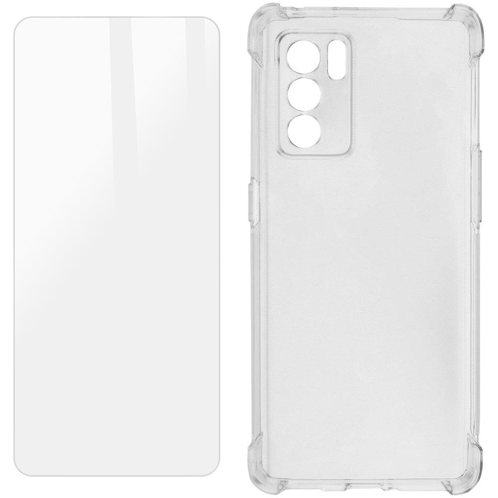 Kit Protezione Oppo Reno 6 5g Cover Flessibile + Vetro Temperato Trasparente - Foto 1