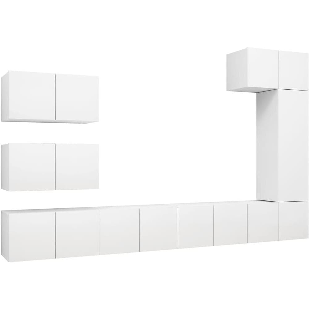 Set Mobili Porta TV 8 pz Bianco in Legno Multistrato - Foto 1