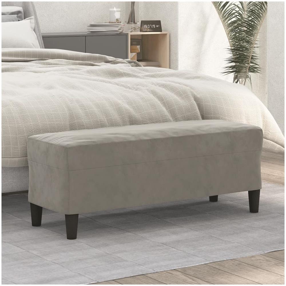Panca Grigio Chiaro 100x35x41 Cm In Velluto - Foto 1