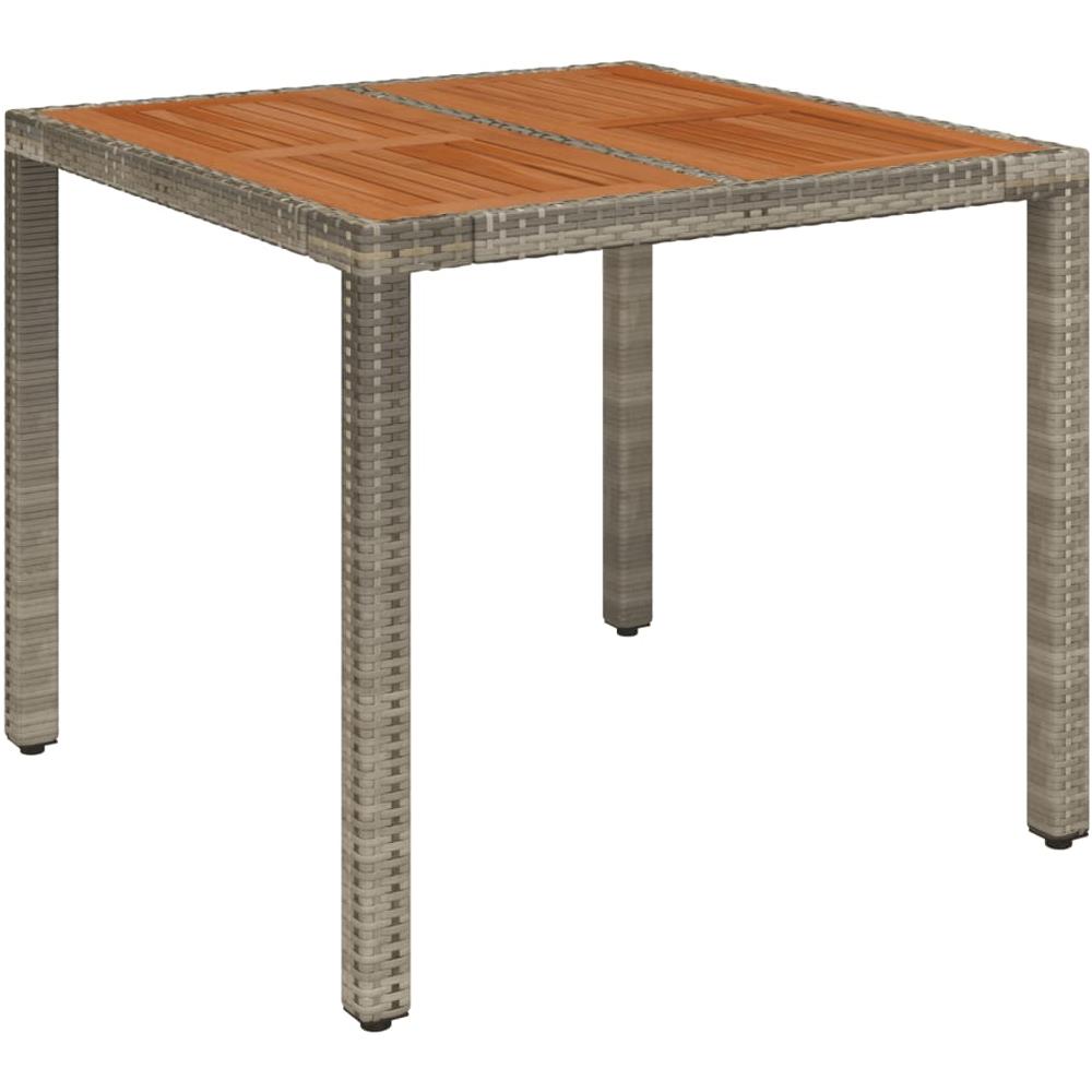 Tavolo Da Giardino Piano In Legno Grigio 90x90x75 Cm Polyrattan - Foto 2