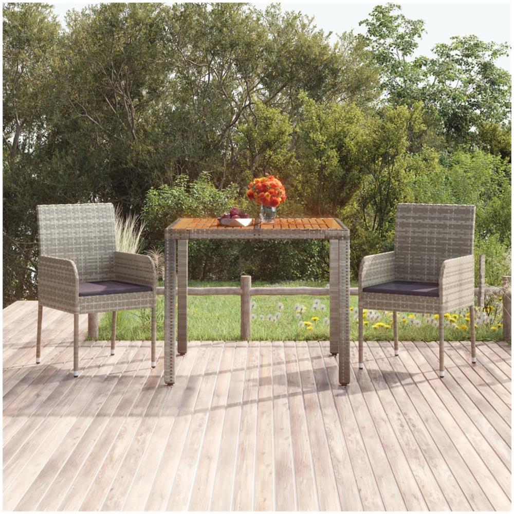 Tavolo Da Giardino Piano In Legno Grigio 90x90x75 Cm Polyrattan - Foto 1