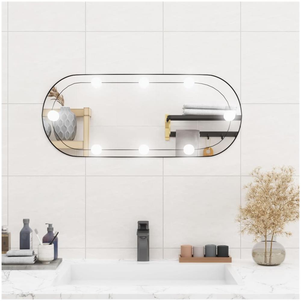 Specchio Da Parete Con Luci Led 30x70 Cm Vetro Ovale - Foto 1