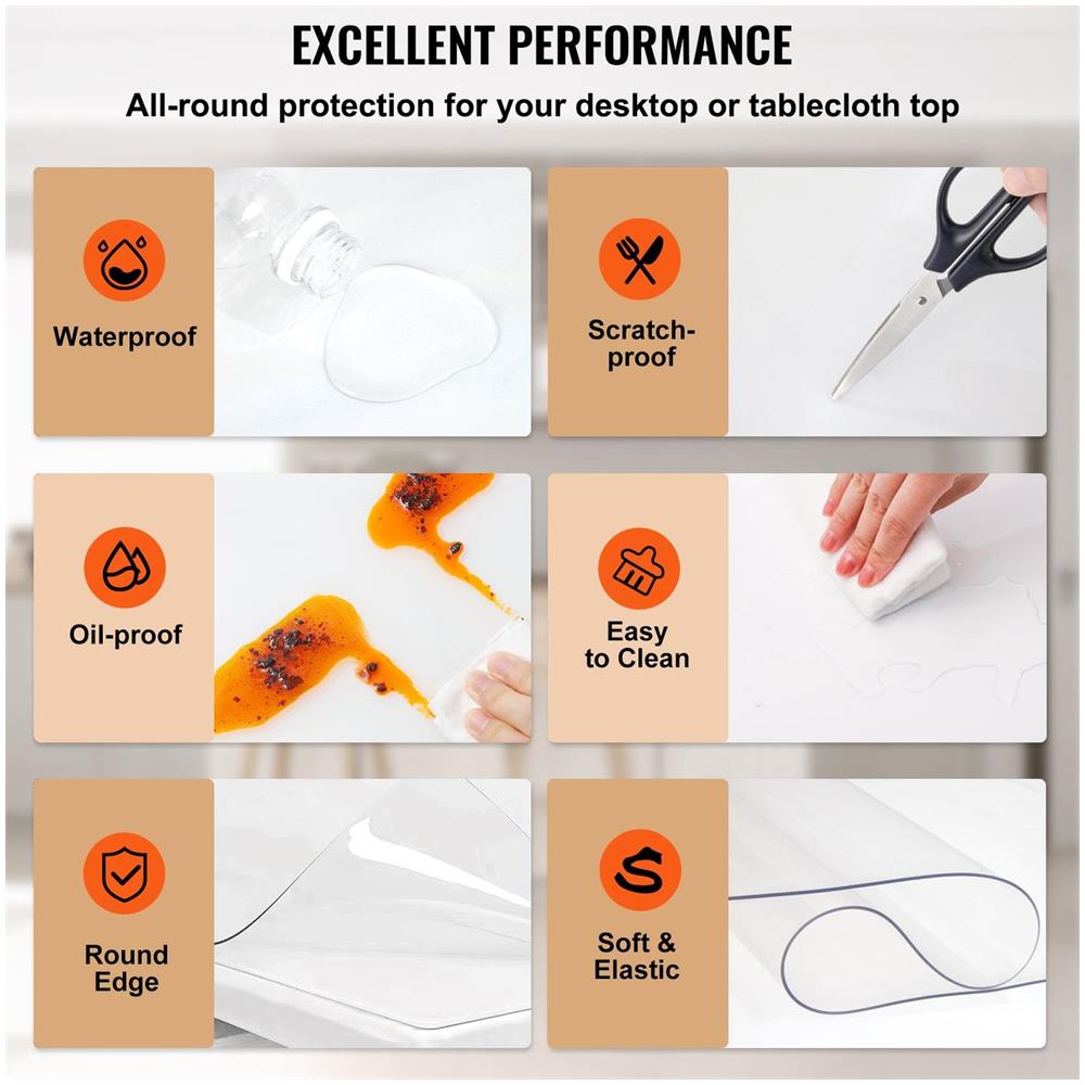 Morbida Tovaglia In Pvc, Impermeabile, Protezione Trasparente Per La Casa, 48 ""x24"" - Foto 2