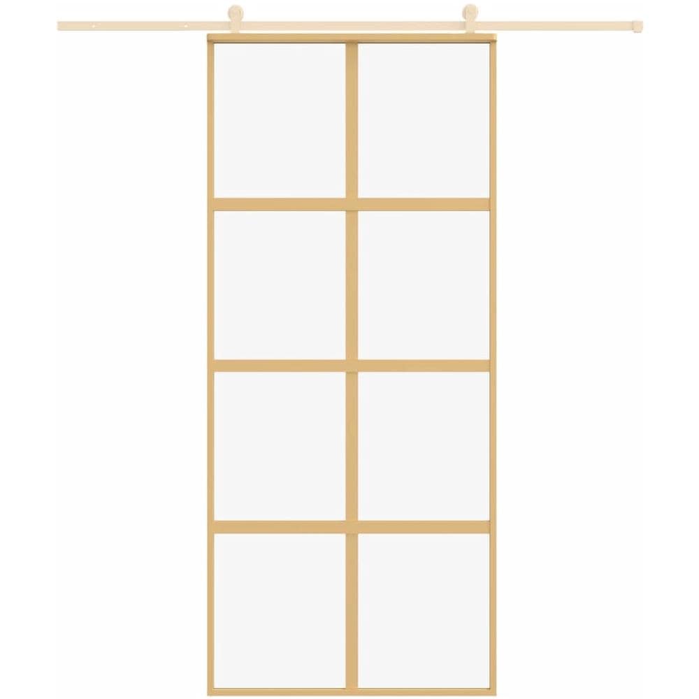Porta Scorrevole Dorata 90x205 Vetro Trasparente Esg Alluminio - Foto 3