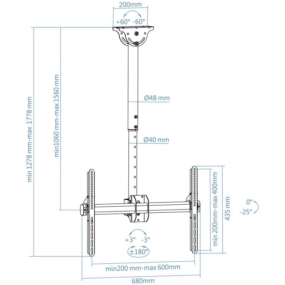 LPCE1170TSLI-B Supporto per display espositivi 177,8 cm (70") Nero - Foto 8