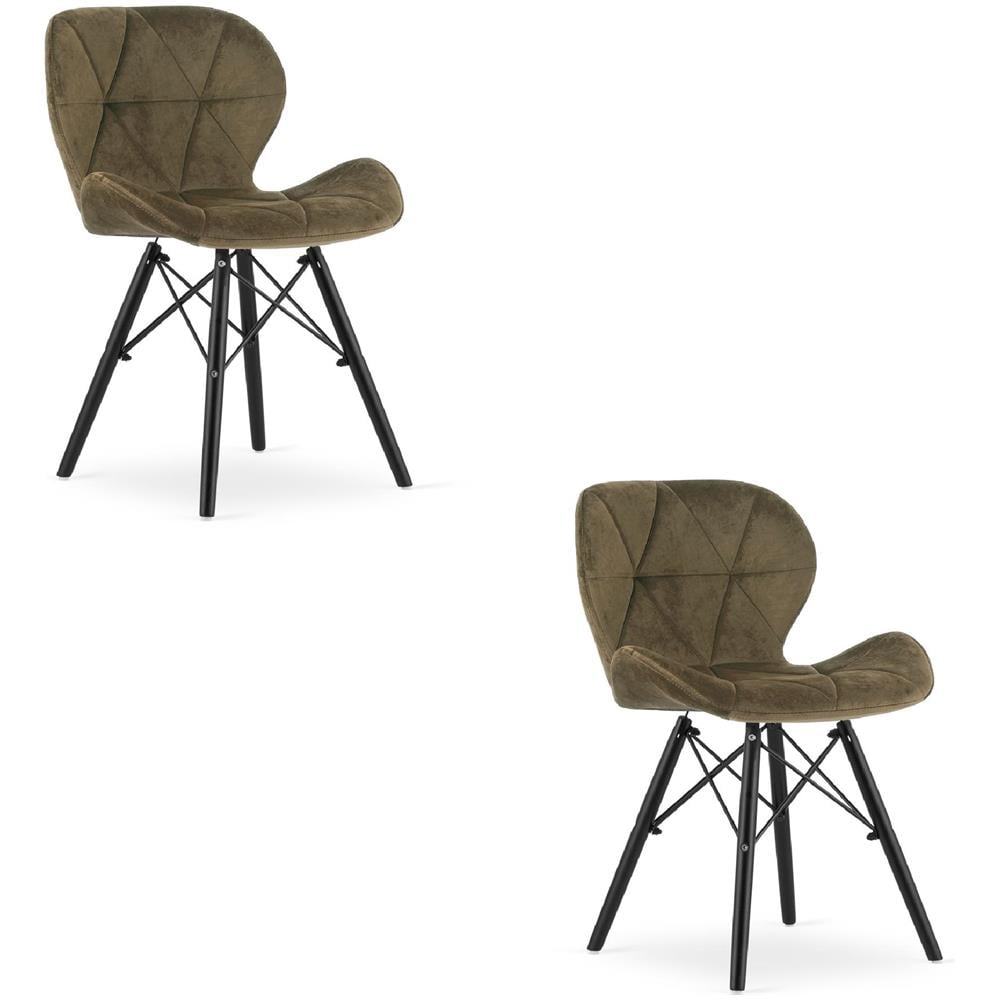 Sedia in velluto WAKO - Design ergonomico moderno, gambe marroni /nere x 2 - Foto 1
