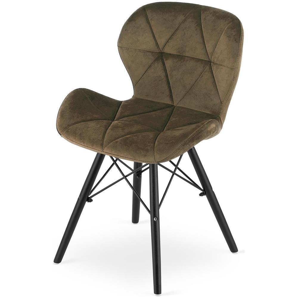 Sedia in velluto WAKO - Design ergonomico moderno, gambe marroni /nere x 2 - Foto 7
