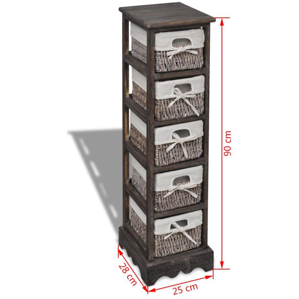 Struttura in Legno con 5 Cestini Intrecciati Marrone - Foto 15
