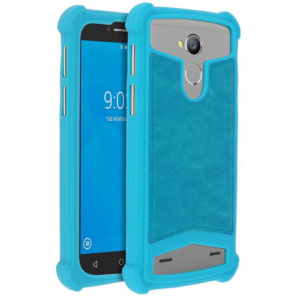 Cover Bumper Universale Smartphone Da 5 A 5.3 Pollici In Silicone Gel Azzurro - Foto 1