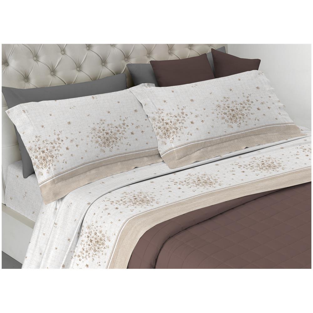 BIANCHERIAWEB Completo Lenzuola in Morbida Flanella Linea Europa Disegno Foglia 33292 1 Piazza e Mezza Beige BIANCHERIAWEB Completo Lenzuola in Morbida Flanella Linea Europa Disegno Foglia 33292 1 Piazza e Mezza Beige