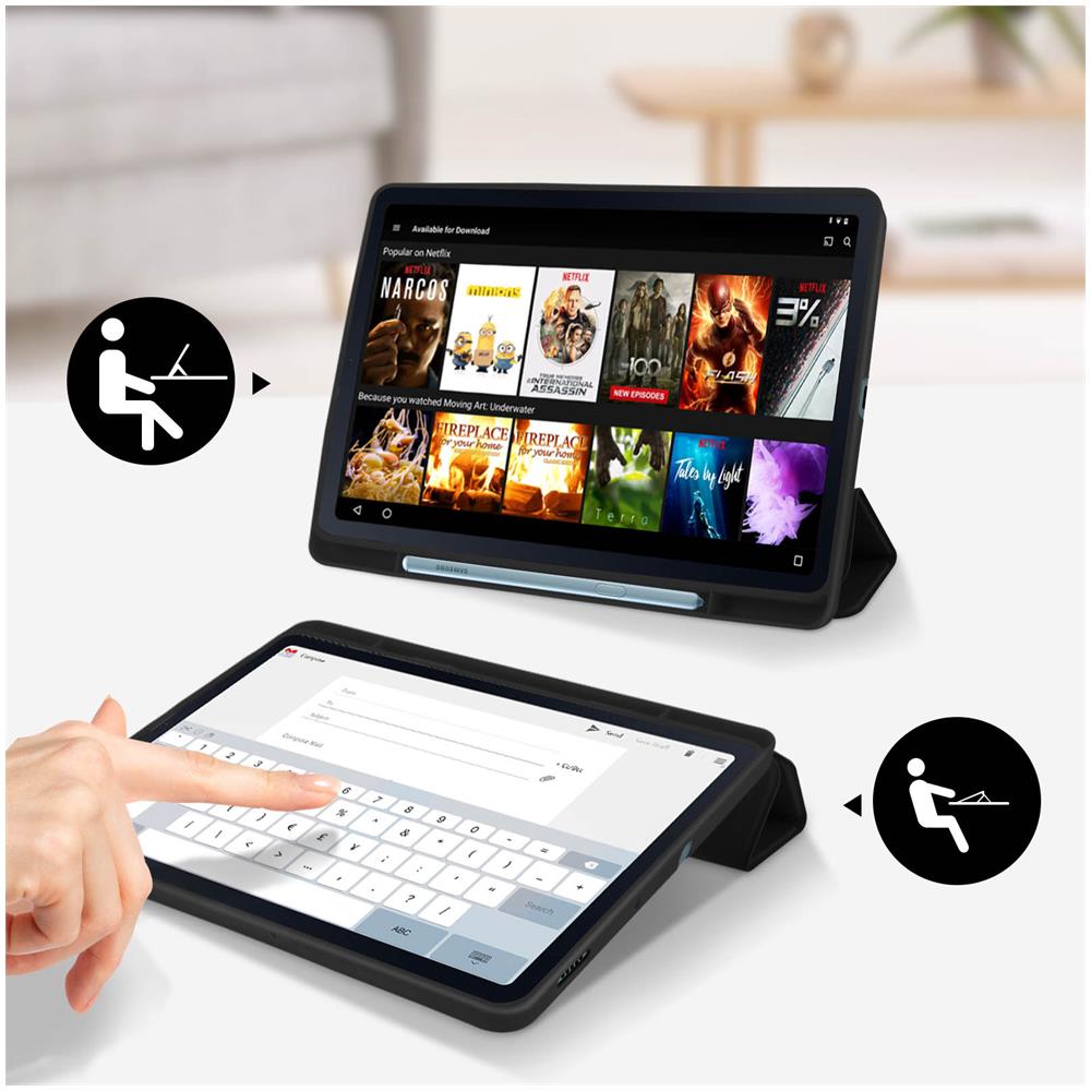 Custodia Per Galaxy Tab S6 Lite 2024, 2022, 2020 Standby Stand Video, Nero - Foto 2