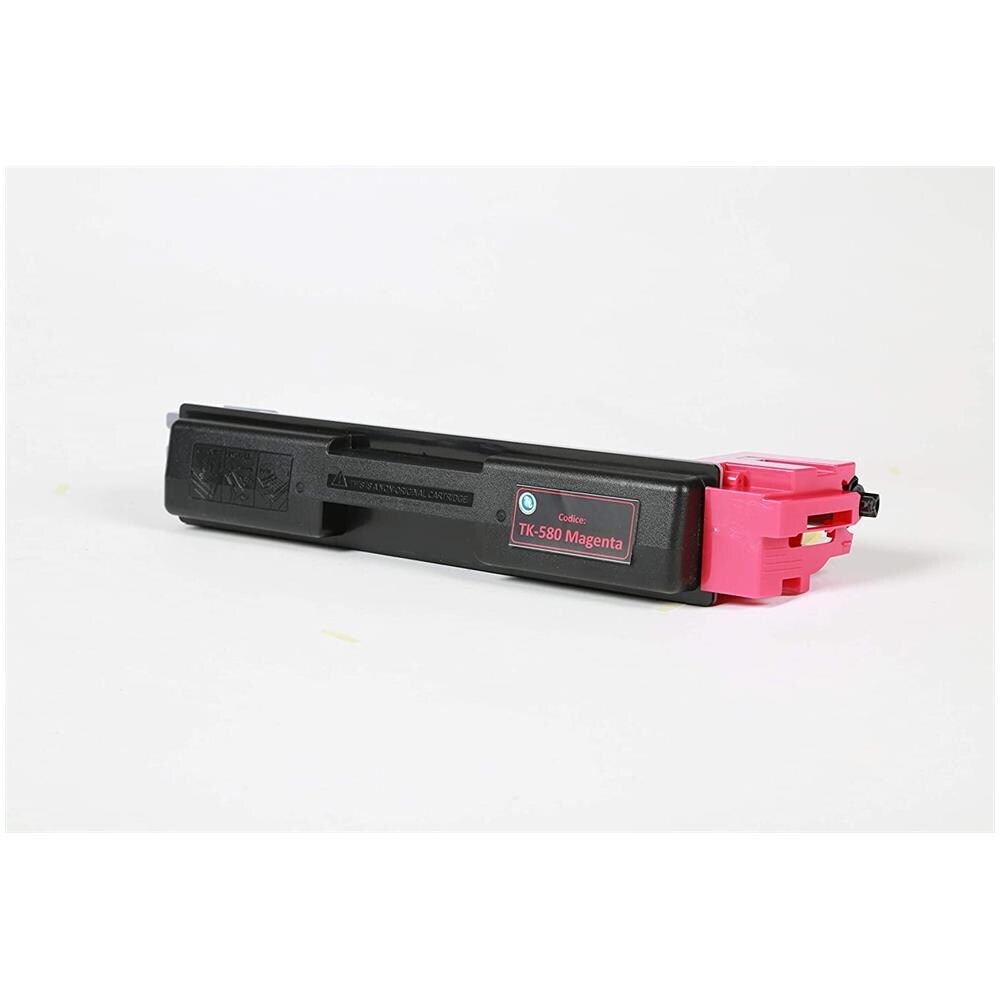 TONER COMPATIBILE -  Kyocera Tk-580m Magenta 1t02ktbnl0 Per Fs-c5150dn, Ecosys P6021cdn Fornito Di Intelligent Chip Capacità 2800 Copie Made In Italy - Foto 2