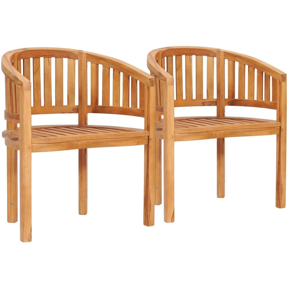 Sedie a Forma di Banana 2 pz in Legno Massello de Teak - Foto 1