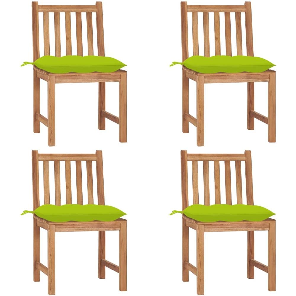 Sedie da Giardino 4 pz con Cuscini in Legno Massello di Teak - Foto 1