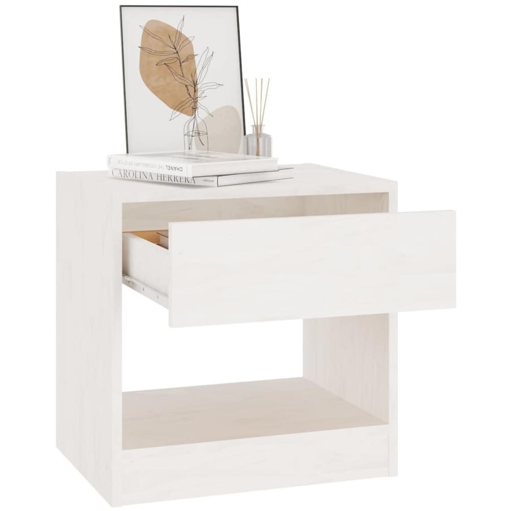 Comodino Bianco 40x31x40 Cm In Legno Massello Di Pino - Foto 3