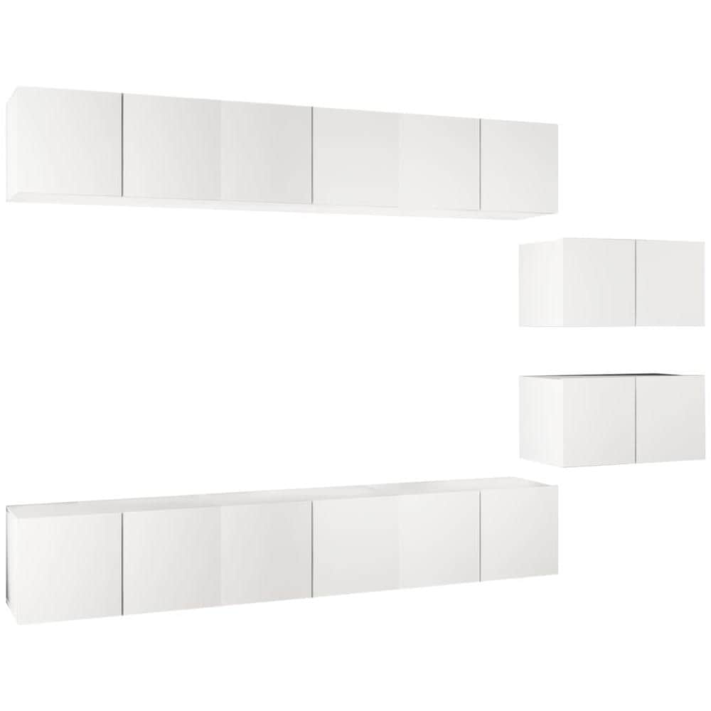 Mobili TV 8 pz Bianchi in Legno Multistrato - Foto 1